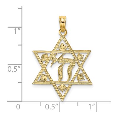 14K Yellow Gold Star of David Chai Charm – view 4