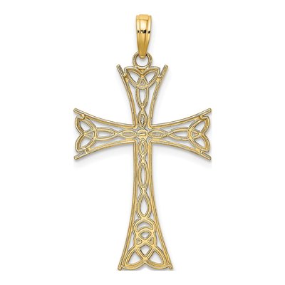 14K Yellow Gold Celtic Knot Cross Charm – view 5