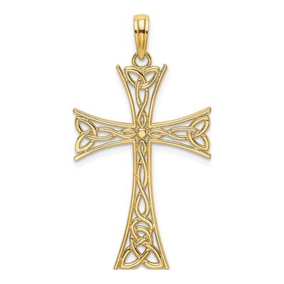 14K Yellow Gold Celtic Knot Cross Charm