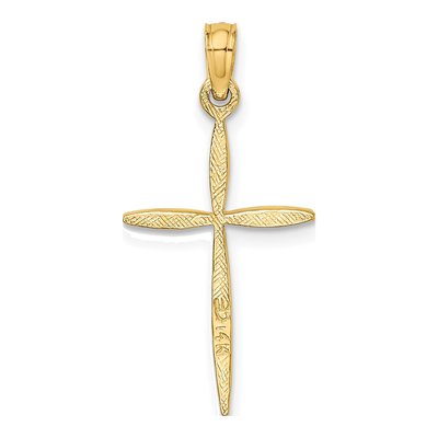 14K Yellow Gold Diamond-Cut Cross Charm – view 5