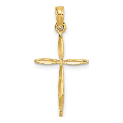 14K Yellow Gold Diamond-Cut Cross Charm