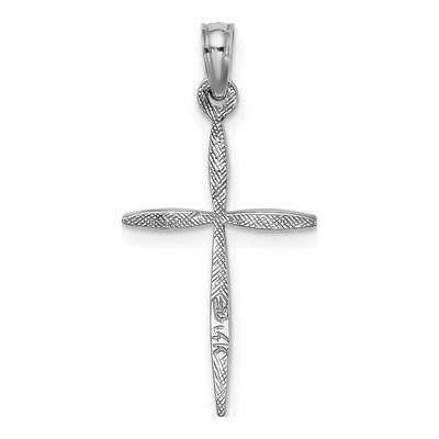 14K White Gold Diamond-Cut Cross Pendant – view 4