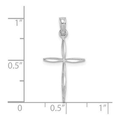 14K White Gold Diamond-Cut Cross Pendant – view 5