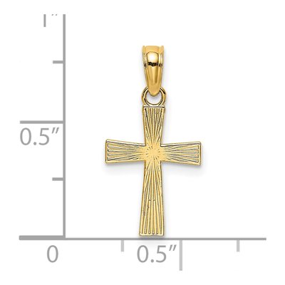 14K Yellow Gold Small Textured Cross Charm – view 4