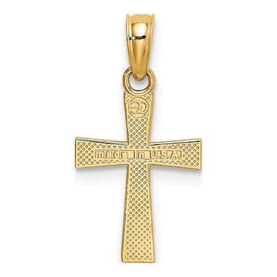 14K Yellow Gold Small Textured Cross Charm – view 5