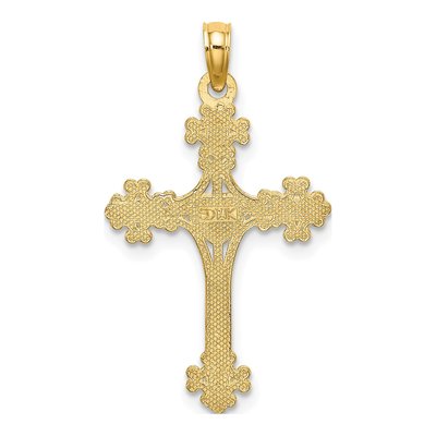 14K Yellow Gold Beaded Cross Heart Pendant – view 5