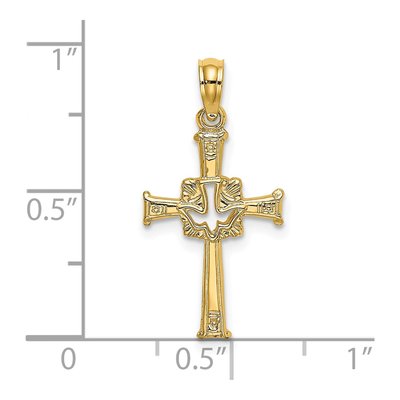 14K Yellow Gold Cross Dove Pendant – view 4