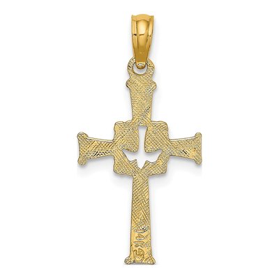 14K Yellow Gold Cross Dove Pendant – view 5