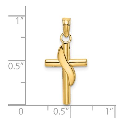 14K Yellow Gold Drape Cross Charm – view 4