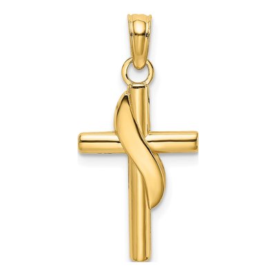 14K Yellow Gold Drape Cross Charm