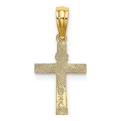 14K Yellow Gold Textured Mini Cross Heart Charm – view 5