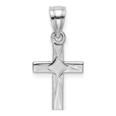 14K White Gold Mini Cross Pendant