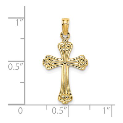 14K Yellow Gold Textured Cross Pendant – view 4