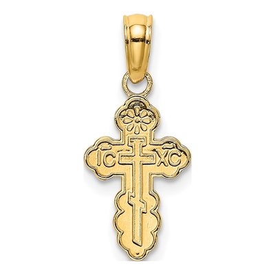 14K Yellow Gold Mini Eastern Orthodox Cross Charm