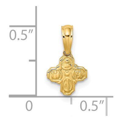 14K Yellow Gold Mini 4-Way Religious Medal Charm – view 4