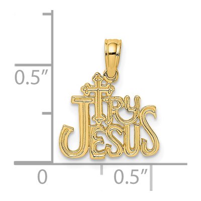 14K Yellow Gold TRY Jesus Pendant – view 4