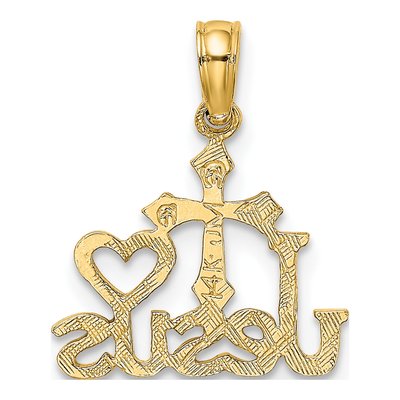 14K Yellow Gold Jesus Cross Heart Pendant – view 5