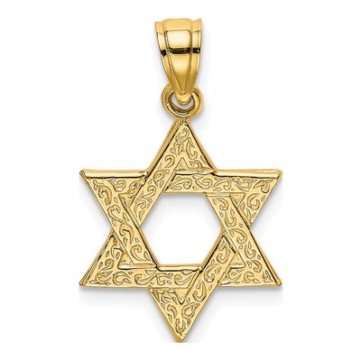 14K Yellow Gold Star of David Pendant