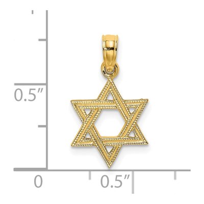 14K Yellow Gold Textured Star of David Charm – view 4