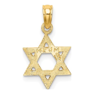 14K Yellow Gold Textured Star of David Charm – view 5
