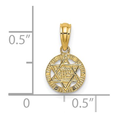 14K Yellow Gold Star of David Circle Charm – view 4