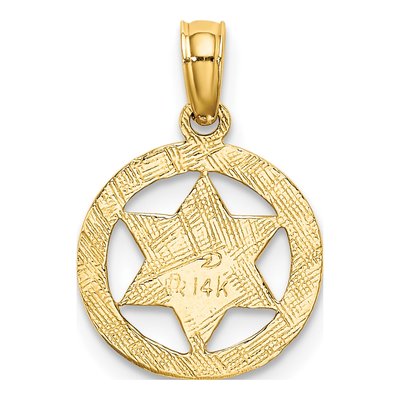 14K Yellow Gold Star of David Circle Charm – view 5