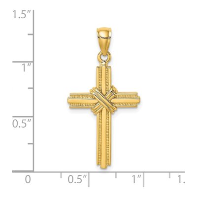 14K Yellow Gold Beaded Cross Pendant – view 4