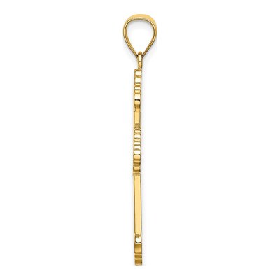 14K Yellow Gold Flower Scroll Cross Charm – view 3