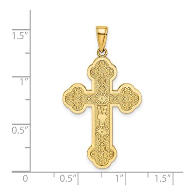 14K Yellow Gold Scroll Cross Sunburst Charm – view 4