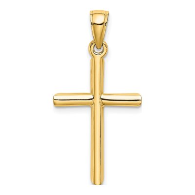 14K Yellow Gold Cylinder Cross Charm – view 5