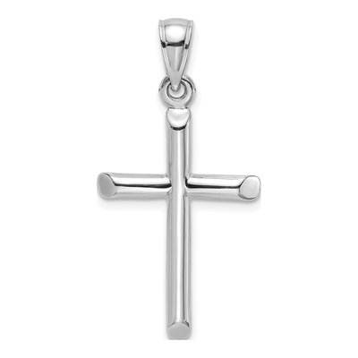 14K White Gold Cylinder Cross Pendant