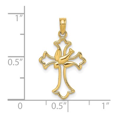 14K Yellow Gold Cut-Out Dove Cross Charm – view 4
