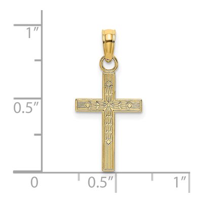 14K Yellow Gold Textured Block Cross Charm – view 4