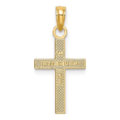14K Yellow Gold Textured Block Cross Charm – view 5