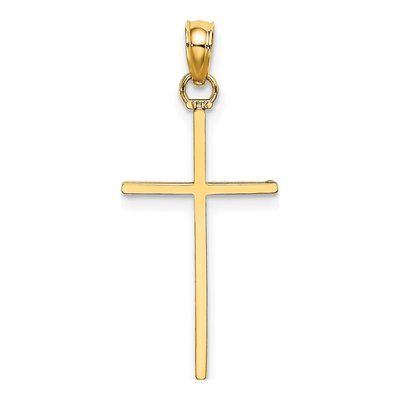 14K Yellow Gold 3D Stick Cross Pendant – view 5