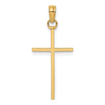 14K Yellow Gold 3D Stick Cross Pendant