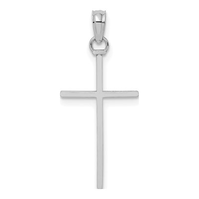 14K White Gold 3-D Stick Cross Pendant
