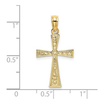 14K Yellow Gold Textured Cross Pendant – view 4