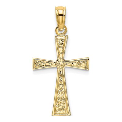 14K Yellow Gold Textured Cross Pendant
