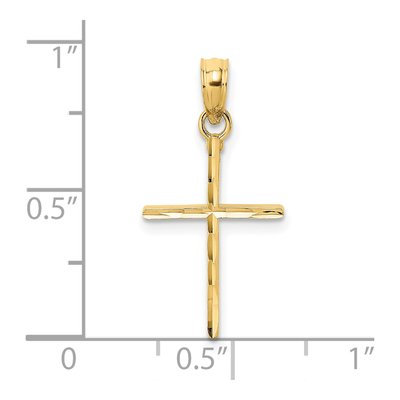 14K Yellow Gold Diamond-Cut Cross Pendant – view 4