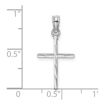 14K White Gold Diamond-Cut Cross Pendant – view 4