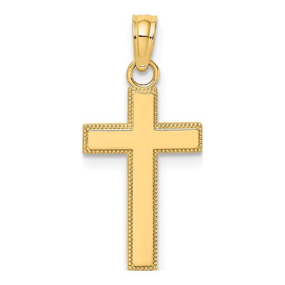 14K Yellow Gold Block Cross Pendant