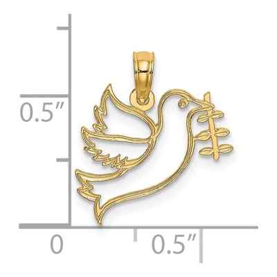 14K Yellow Gold Dove Olive Branch Charm – view 4