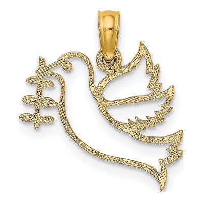 14K Yellow Gold Dove Olive Branch Charm – view 5