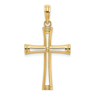 14K Yellow Gold Cut-Out Cross Pendant