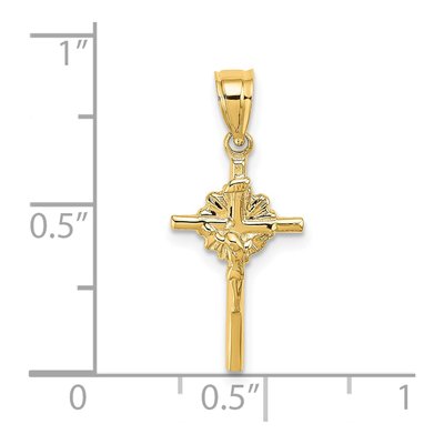 14K Yellow Gold Starburst Crucifix Charm – view 4