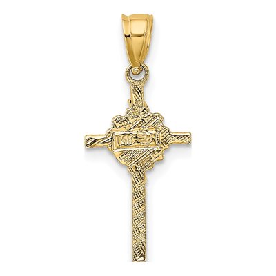 14K Yellow Gold Starburst Crucifix Charm – view 5