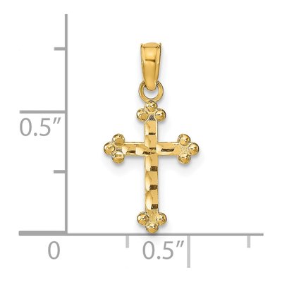 14K Yellow Gold Diamond-Cut Cross Pendant – view 4