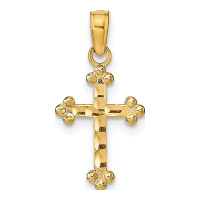 14K Yellow Gold Diamond-Cut Cross Pendant