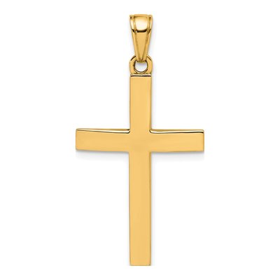 14K Yellow Gold Beveled Cross Pendant